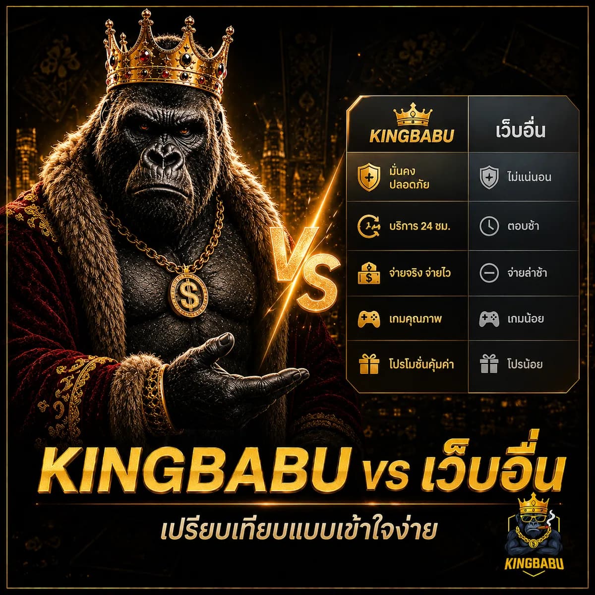 KINGBABU vs เว็บอื่น เปรียบเทียบเว็บสล็อตตรงไทย 2026